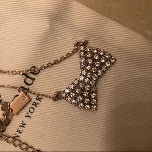 NEW! Kate Spade rose gold bow necklace with gems